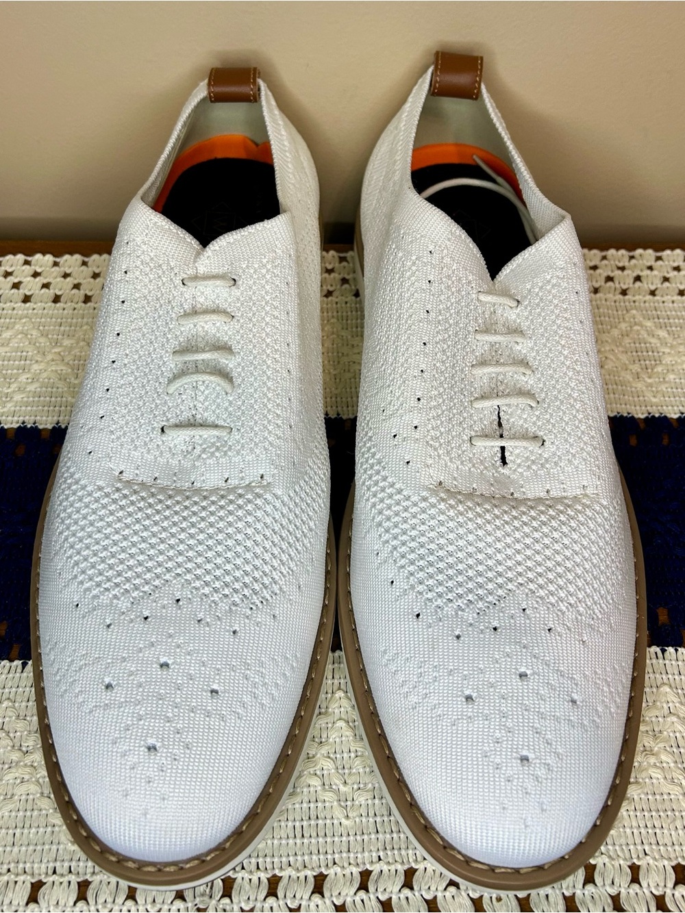 La Milano White Knit Oxfords